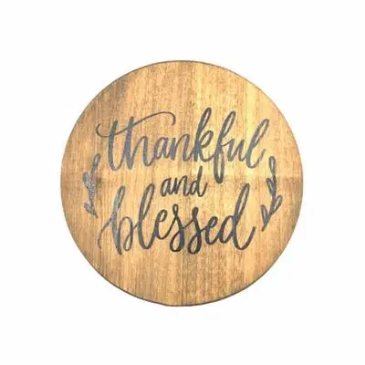 Twelve Timbers 'Thankful & Blessed' Coaster Set – 4-Piece Wooden Design 1