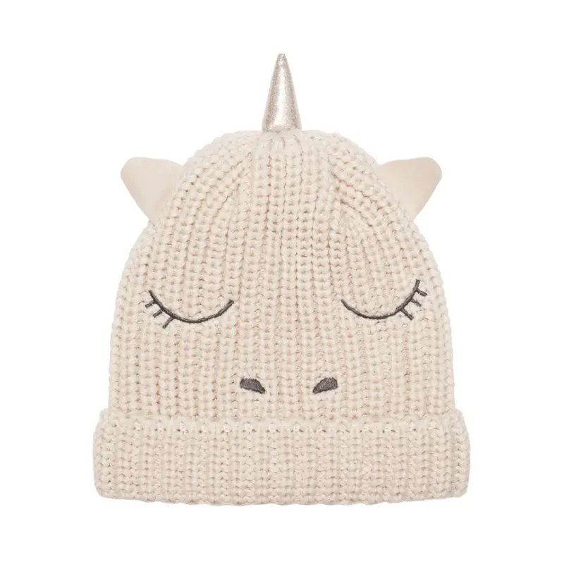 Unicorn Knit Hat With Rainbow Trim – Playful Winter Accessory 1