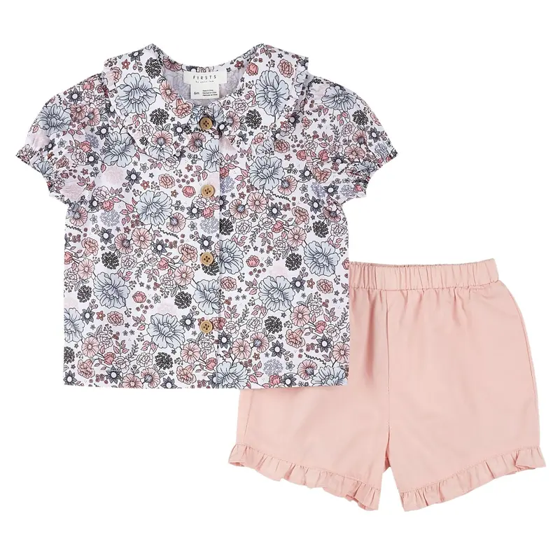 Vintage Floral Poplin Top And Bottom Set 1