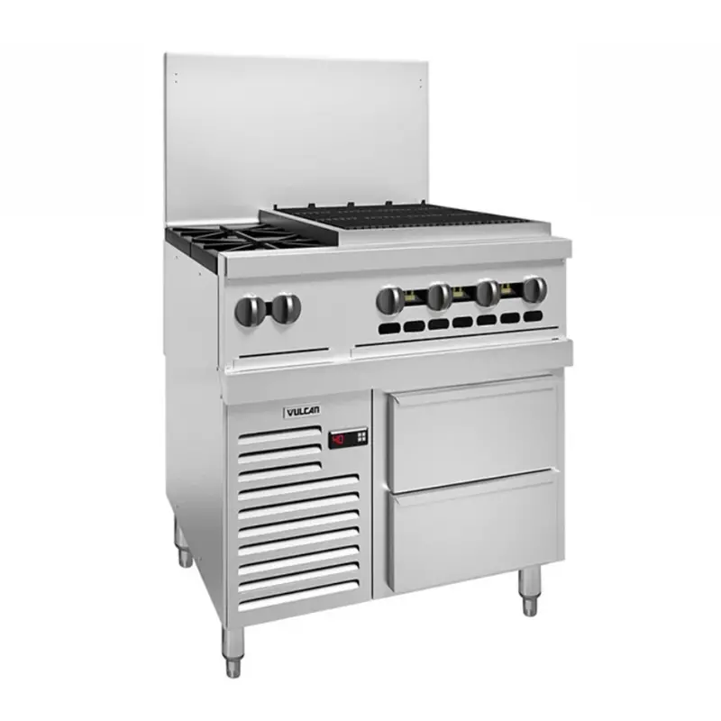 Vulcan 36R-2B24Cb Endurance 2-Burner 36-Inch Gas Range With 24-Inch Charbroiler & Refrigerated Base 1
