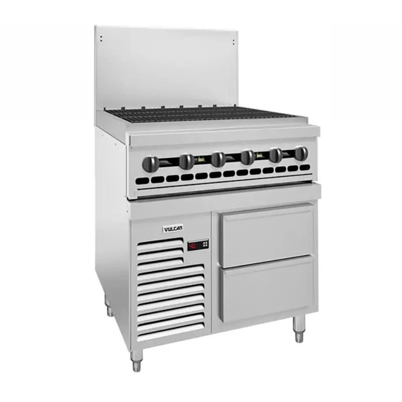 Vulcan 36R-36Cbn Endurance Natural Gas Charbroiler With 36-Inch Cooking Surface & Refrigerated Base 1