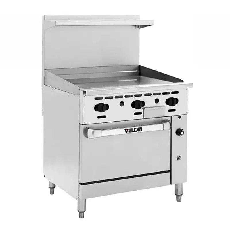 Vulcan 36R-36G Endurance Natural Gas Range With 36-Inch Manual Griddle & Refrigerated Base 1