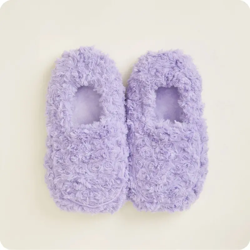 Warmies Purple Fleece Slippers – Cozy Microwaveable Foot Warmers 1