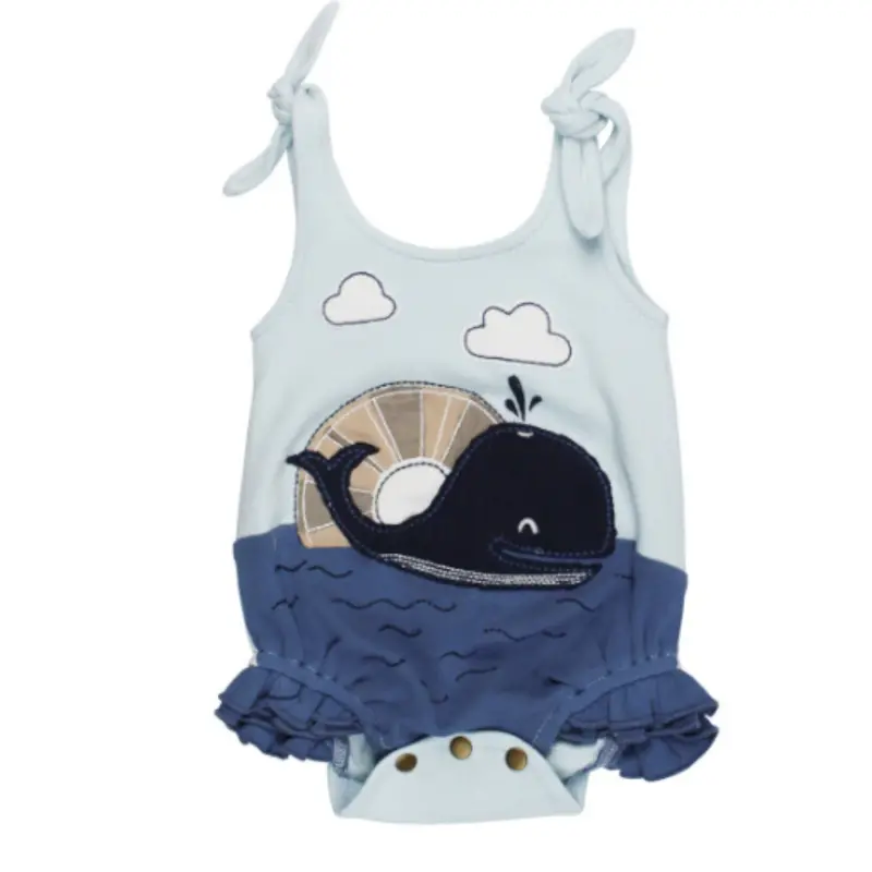 Whale-Appliquéd Organic Cotton Bodysuit 1