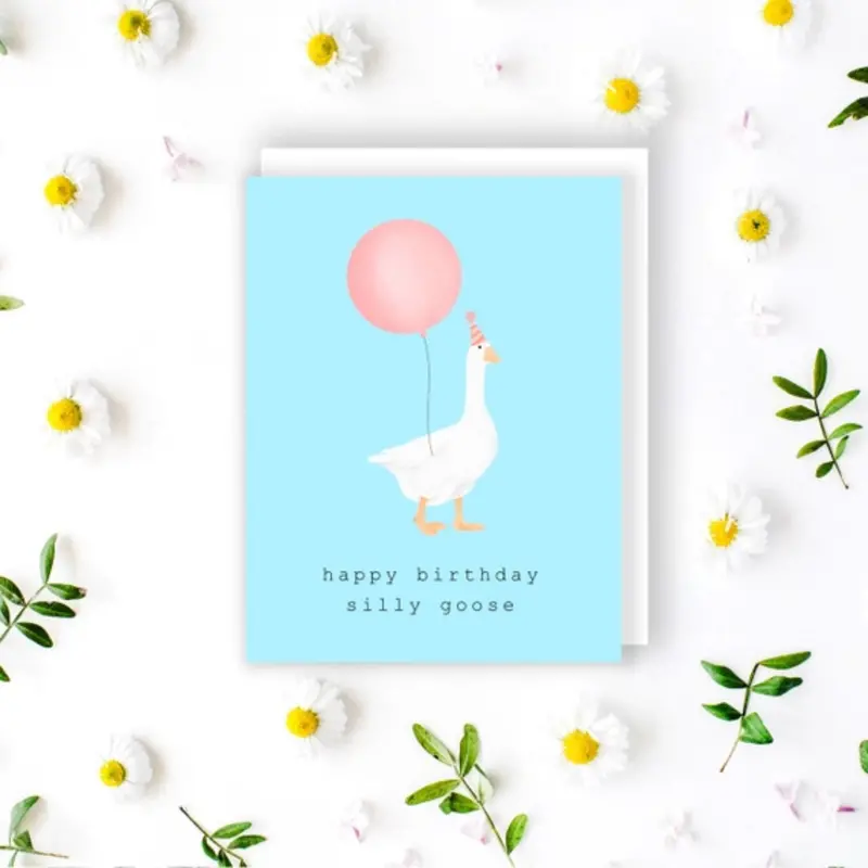 Whimsical Silly Goose Birthday Greeting Card 1
