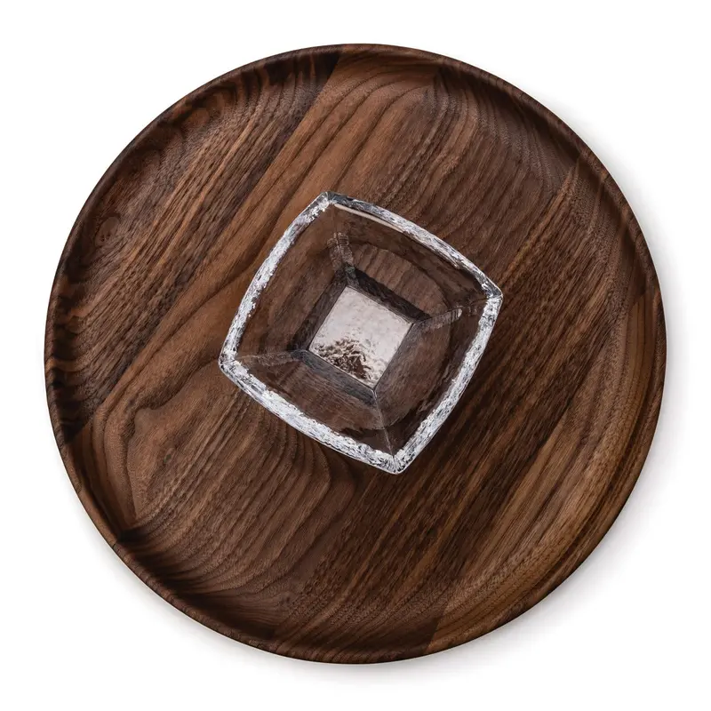 Woodbury Chip And Dip Platter With Reclaimed Wood Base 1