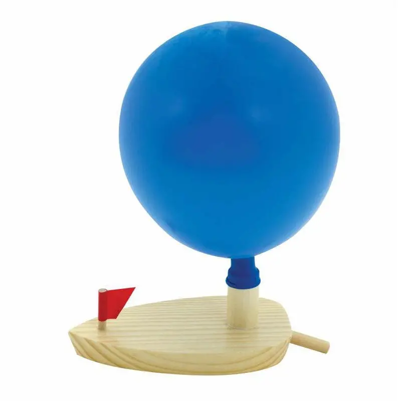 Wooden Balloon-Powered Boat Stem Toy 1