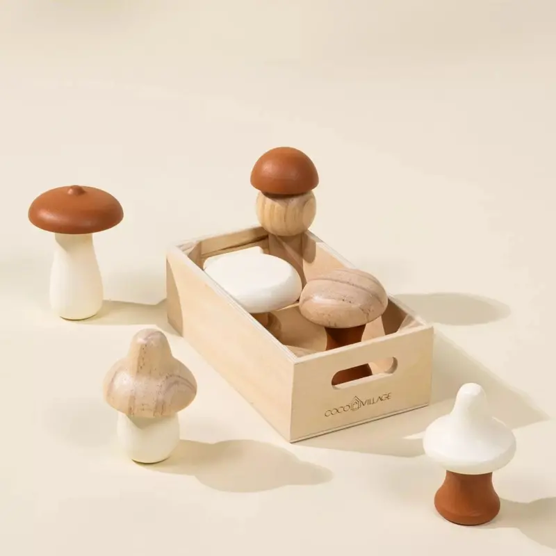 Wooden Mushroom Sorting & Counting Set 1