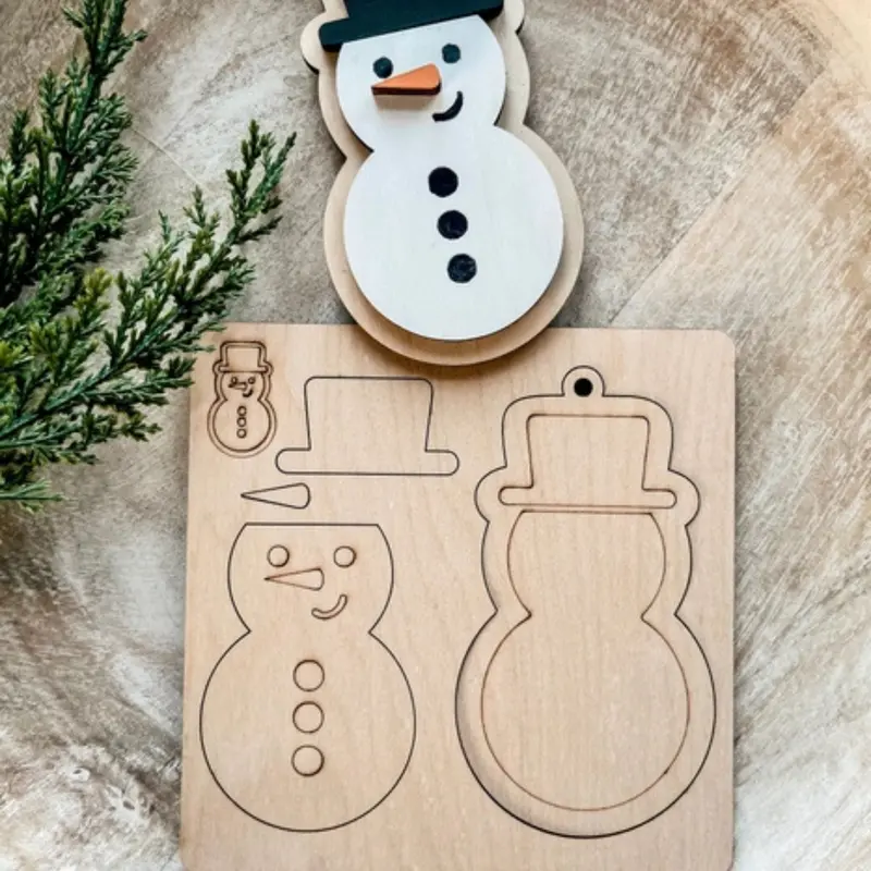 Wooden Pop-Out Snowman Ornament Kit 1