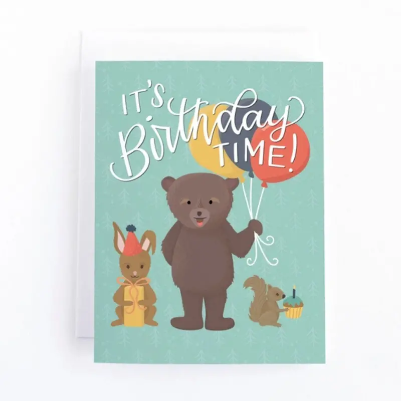 Woodland Animal-Themed Birthday Greeting Card 1