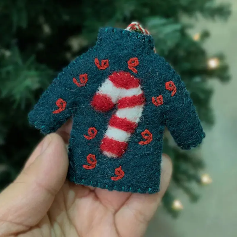 Wool Felt Sweater-Shaped Christmas Ornament 1