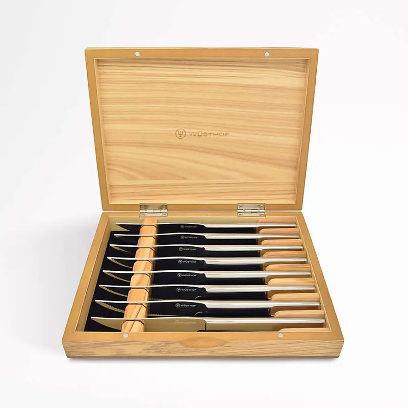 Wüsthof 8-Piece Steak Knife Set With Olivewood Handles 1