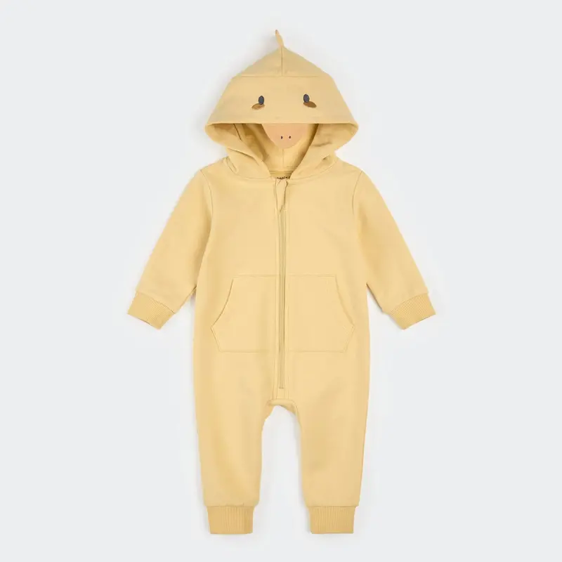 Yellow Hooded Chick Playsuit For Babies 1