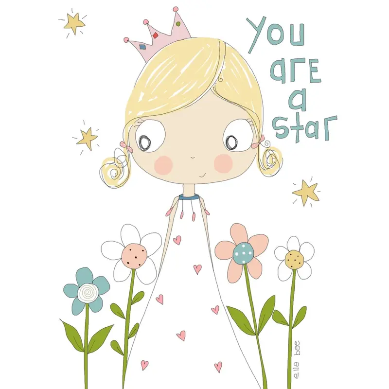 You Are A Star Birthday Card – Little Princess Celebration Greeting 1