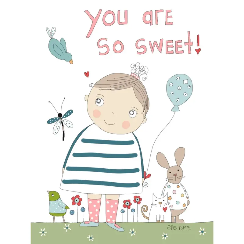 You Are So Sweet Birthday Card – Baby Girl & Balloon Theme 1